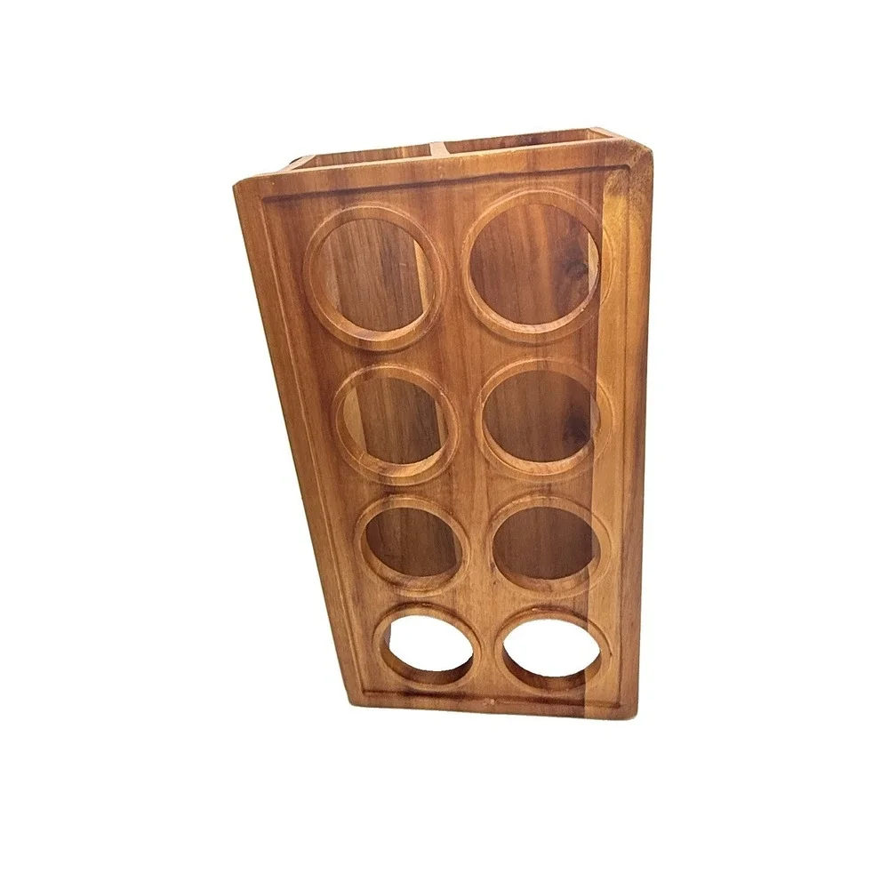 Mini MCM Arcadia Wood 6 Slot Spice Rack Organizer Minimalist Kitchen Shelf